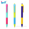 Color blocking ballpoint pen with colorful rubber grip;